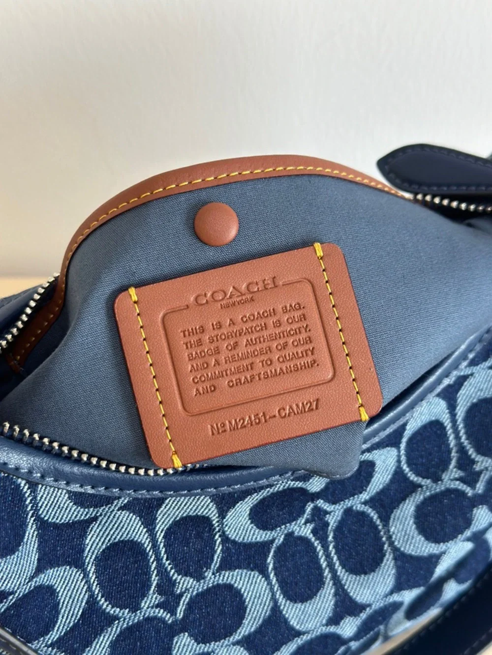 Coach Teri Denim Signature Baguette Shoulder Crossbody Bag